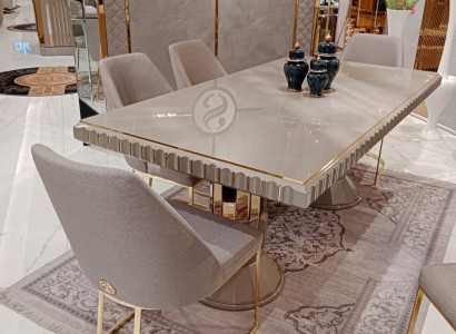 4x Stühle Stuhlgruppe Polster Design Möbel Esszimmer Textil